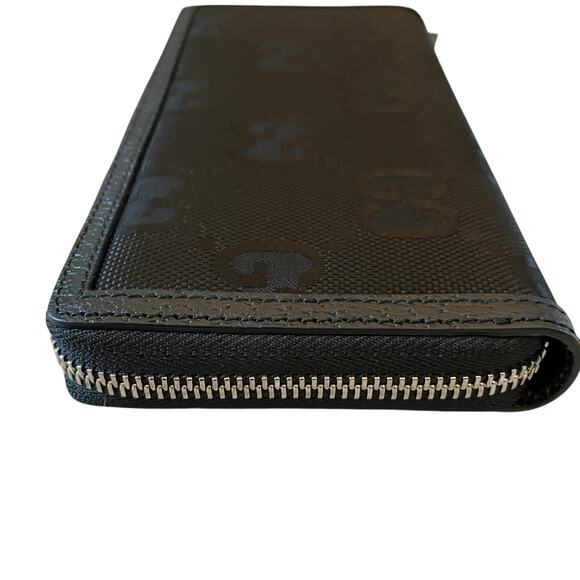 GUCCI Off The Grid Zip Around Long Wallet GG Logo Nylon Leather Black Gold New - Picture 14 of 16